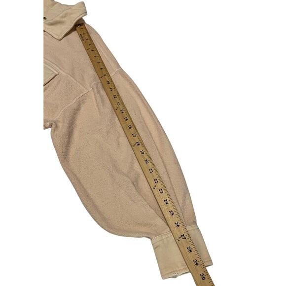 Free People‎ Oversized Ruby Sweetheart Fleece Shirt Jacket Distressed Size Small - Picture 8 of 16